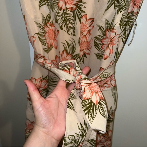 NWT Equipment Femme Illumina Floral Print Tie Silk Midi Dress Sun Kiss Orange - Picture 7 of 16